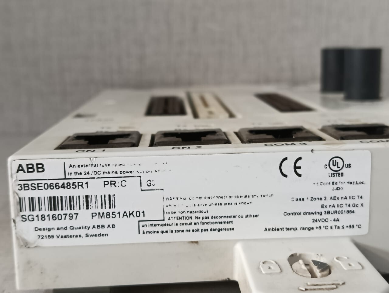 ABB PM851AK01 ABB 3BSE066485R1 PR:C PM851AK01 BASE MODULE 3BSE018114R1 / TP830 4