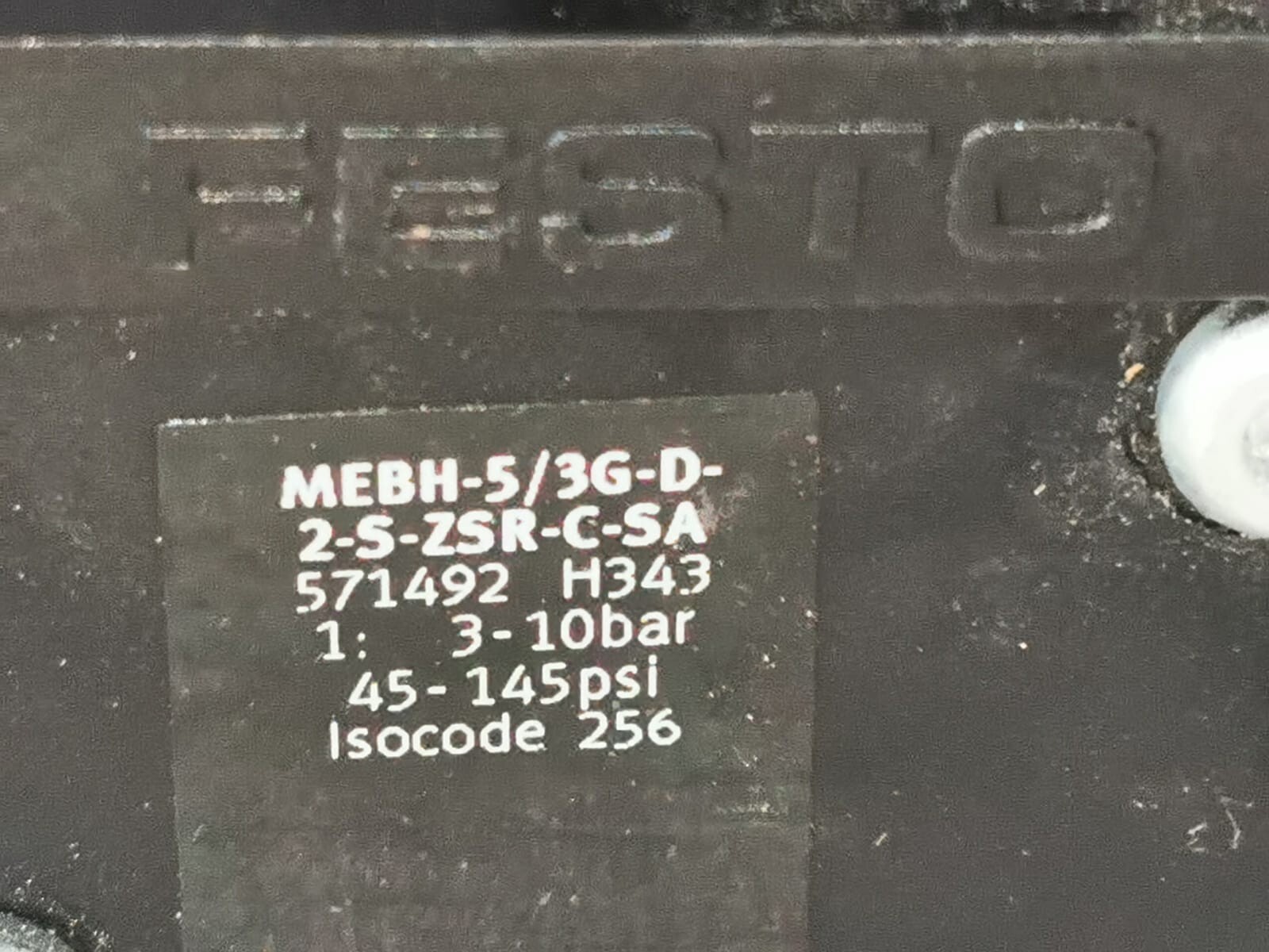 Festo VALVE-571492 FESTO MEBH-5/3G-D-2-S-ZSR-C-SA Solenoid Valve 571492 6