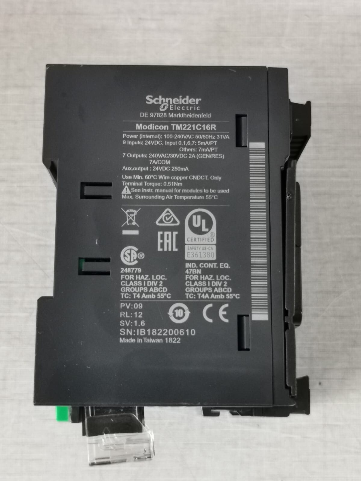 Schneider Electric TM221C16R SCHNEIDER ELECTRIC MODICON TM221C16R PLC MODULE PROGRAMMABLE 5