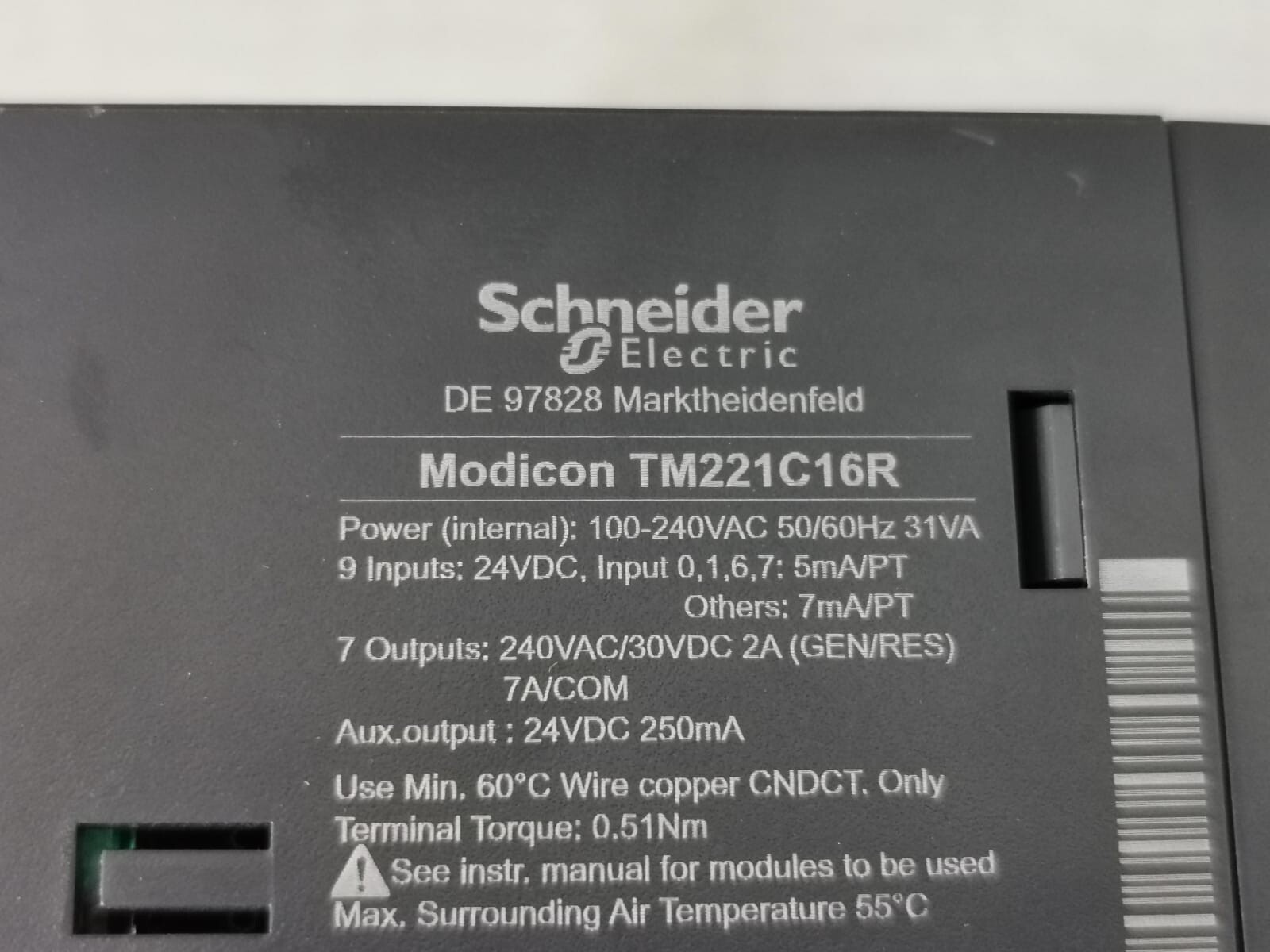 Schneider Electric TM221C16R SCHNEIDER ELECTRIC MODICON TM221C16R PLC MODULE PROGRAMMABLE 7
