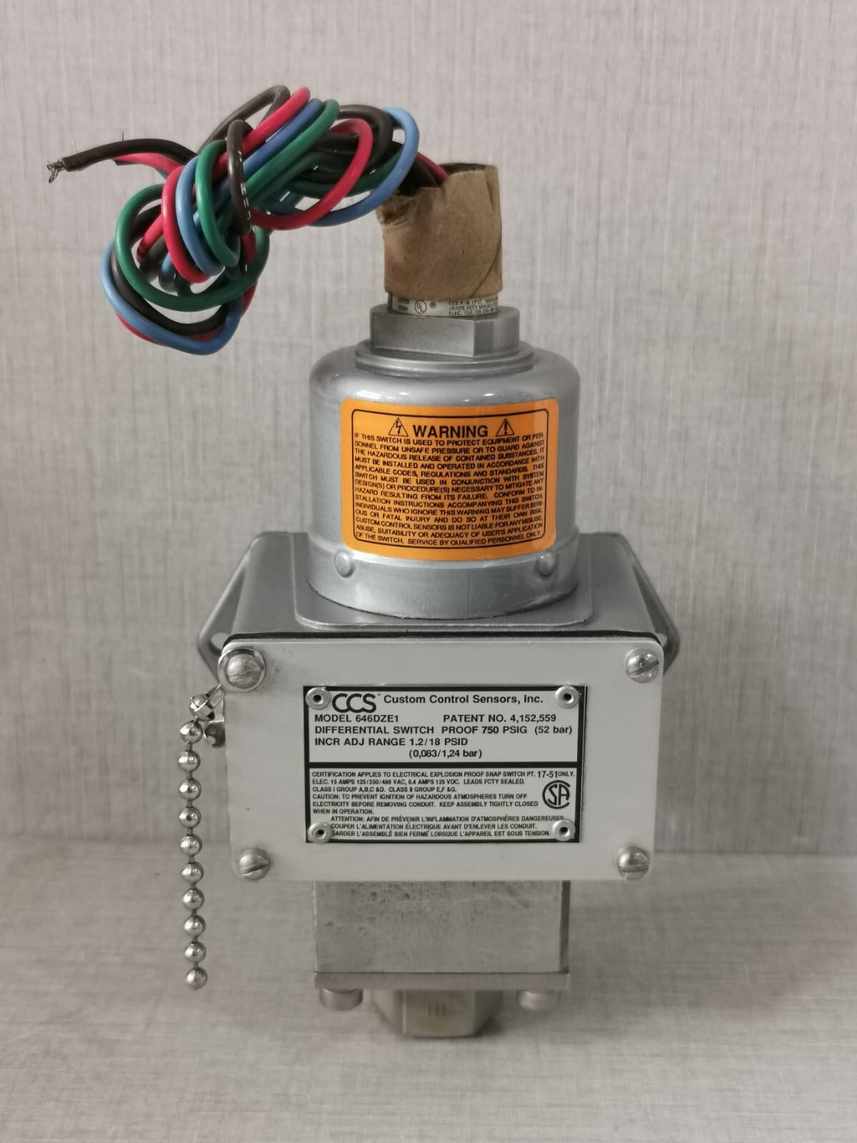 CCS PROOF-750 CCS 646DZE1 DIFFERENTIAL SWITCH PROOF 750 PSIG 52BAR 2