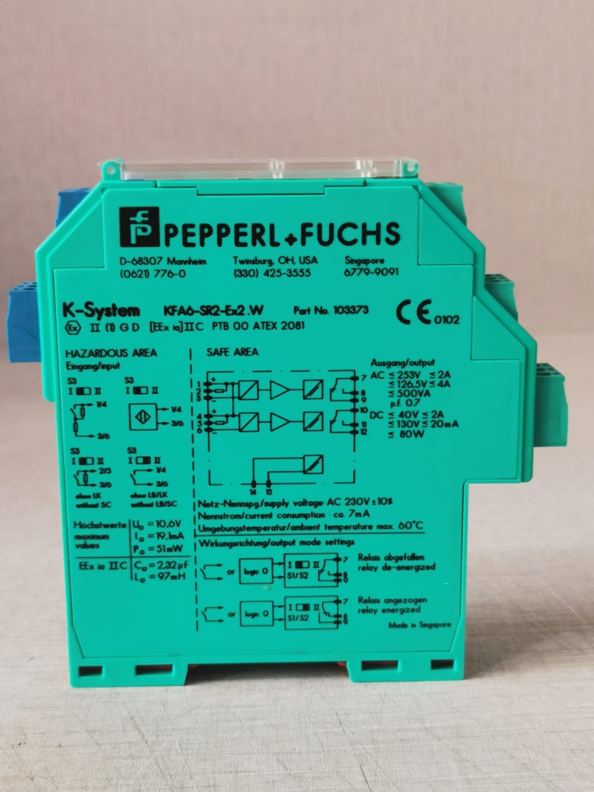 Pepperl+Fuchs KFA6-SR2-EX2.W Pepperl+Fuchs KFA6-SR2-Ex2.W Switch Amplifier 103373 6