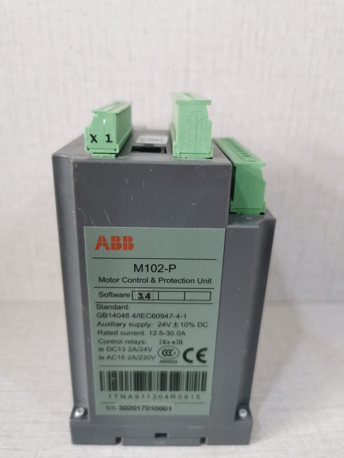 ABB M102-P MOTOR CONTROL & PROTECTION UNIT 1TNA911304R0915 SOFTWARE 3.4