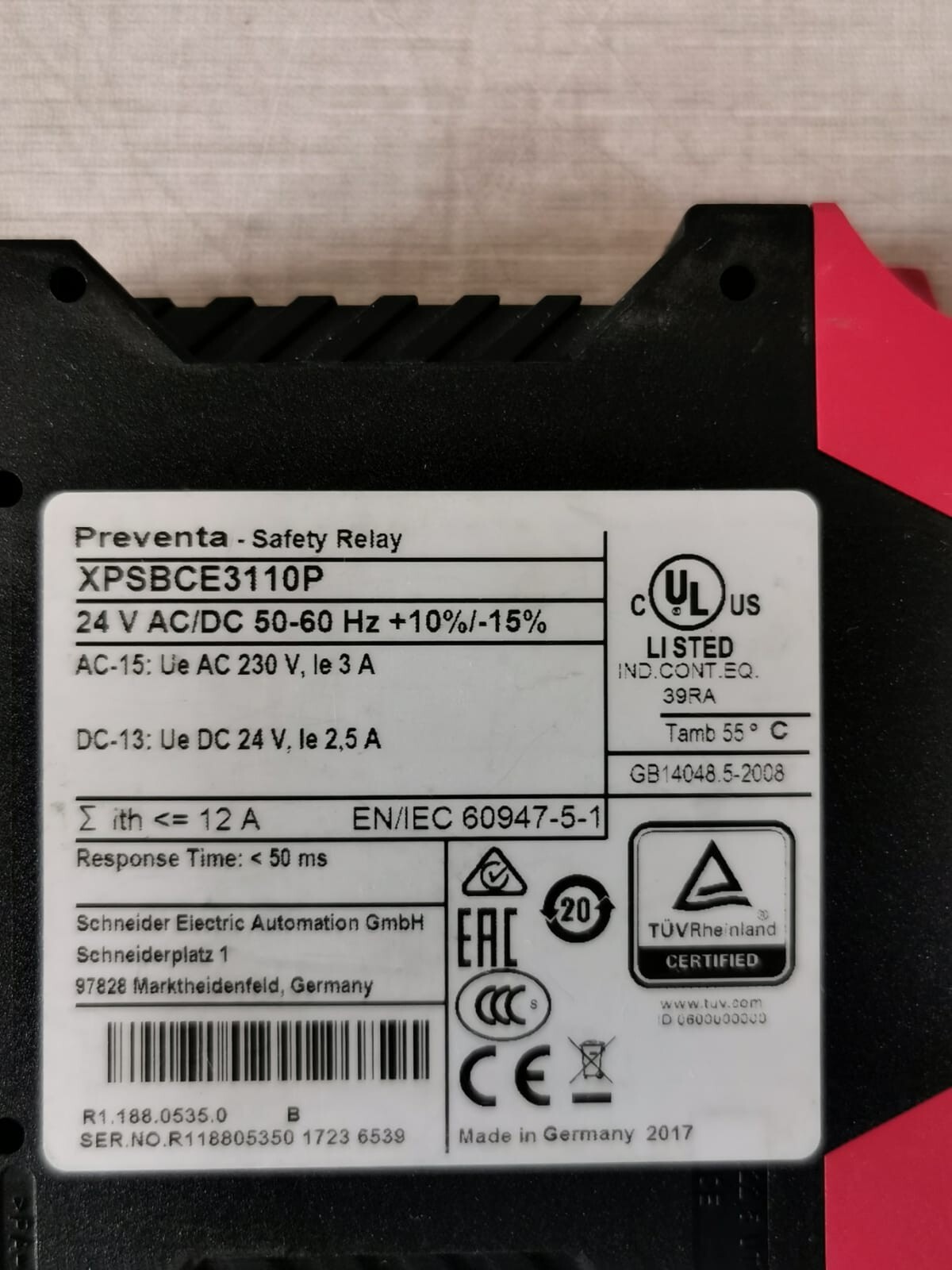 Schneider Electric XPSBCE3110P SCHNEIDER ELECTRIC XPSBCE3110P PREVENTA-SAFETY RELAY 3
