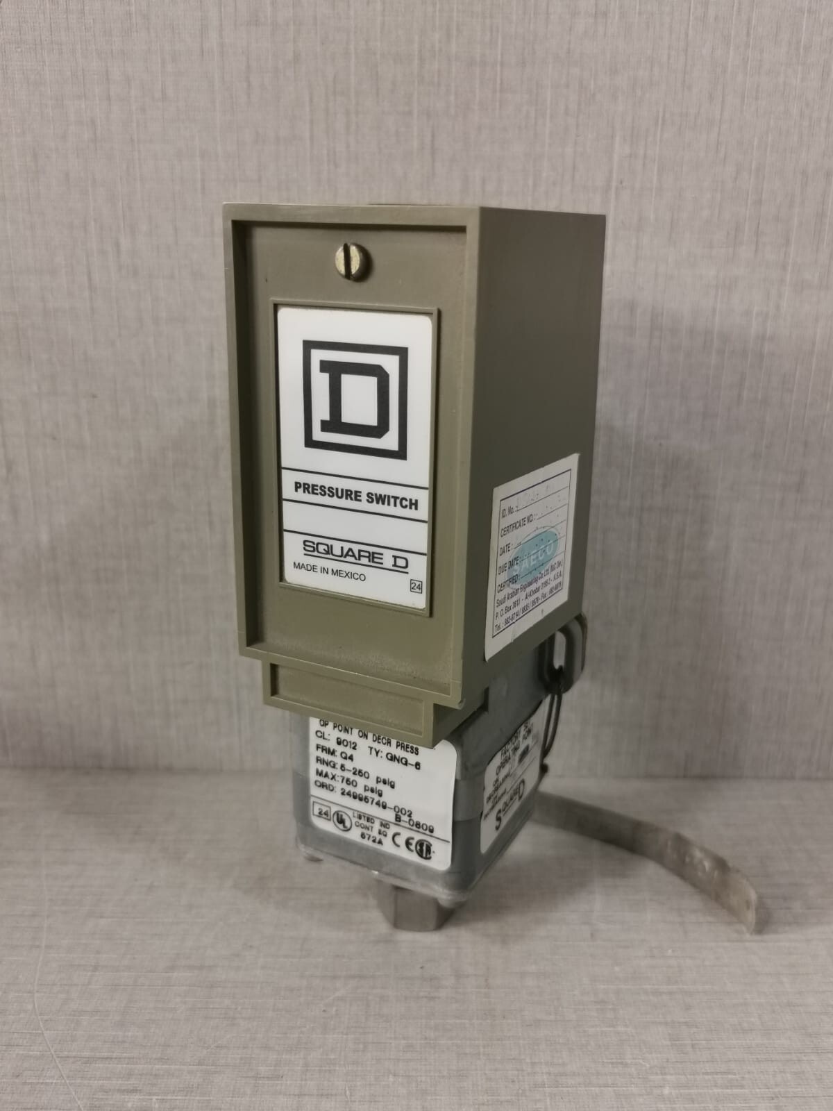 Schneider Electric G-6 SQUARE D 9012 GN G-6 PRESSURE SWITCH 5-250 PSIG /750 PSIG 3
