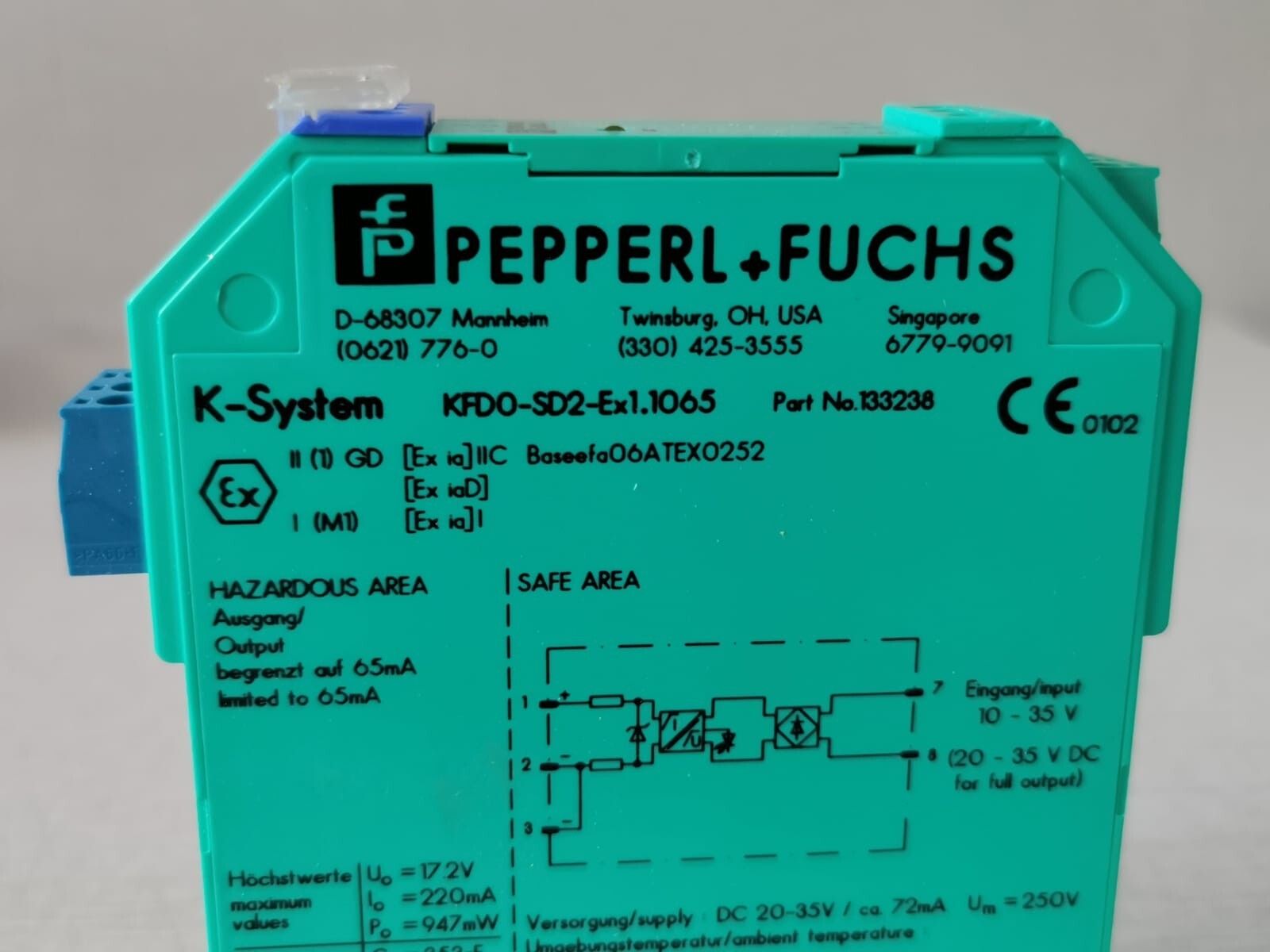 Pepperl+Fuchs KFD0-SD2-EX1.1065 PEPPERL+FUCHS KFD0-SD2-Ex1.1065 SOLENOID DRIVER 133238 4