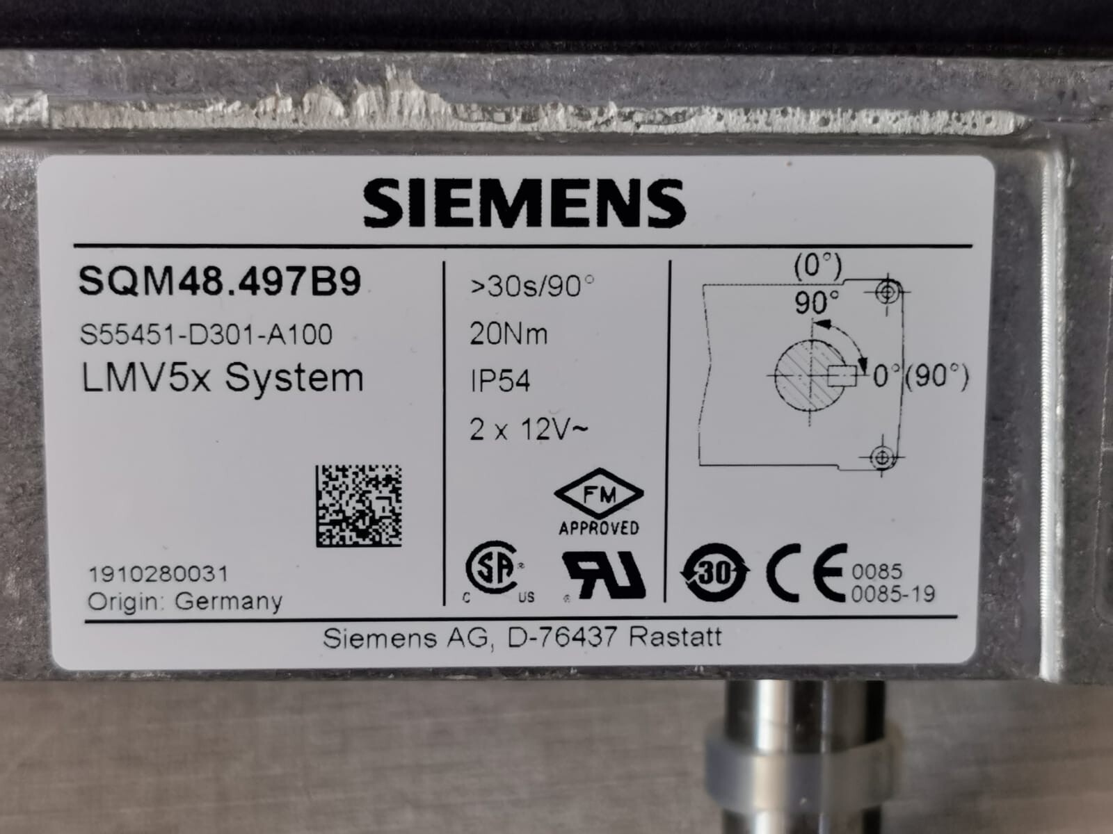 Siemens SQM48.497B9 SIEMENS SQM48.497B9 Servo Motor Actuator S55451-D301-A100 2