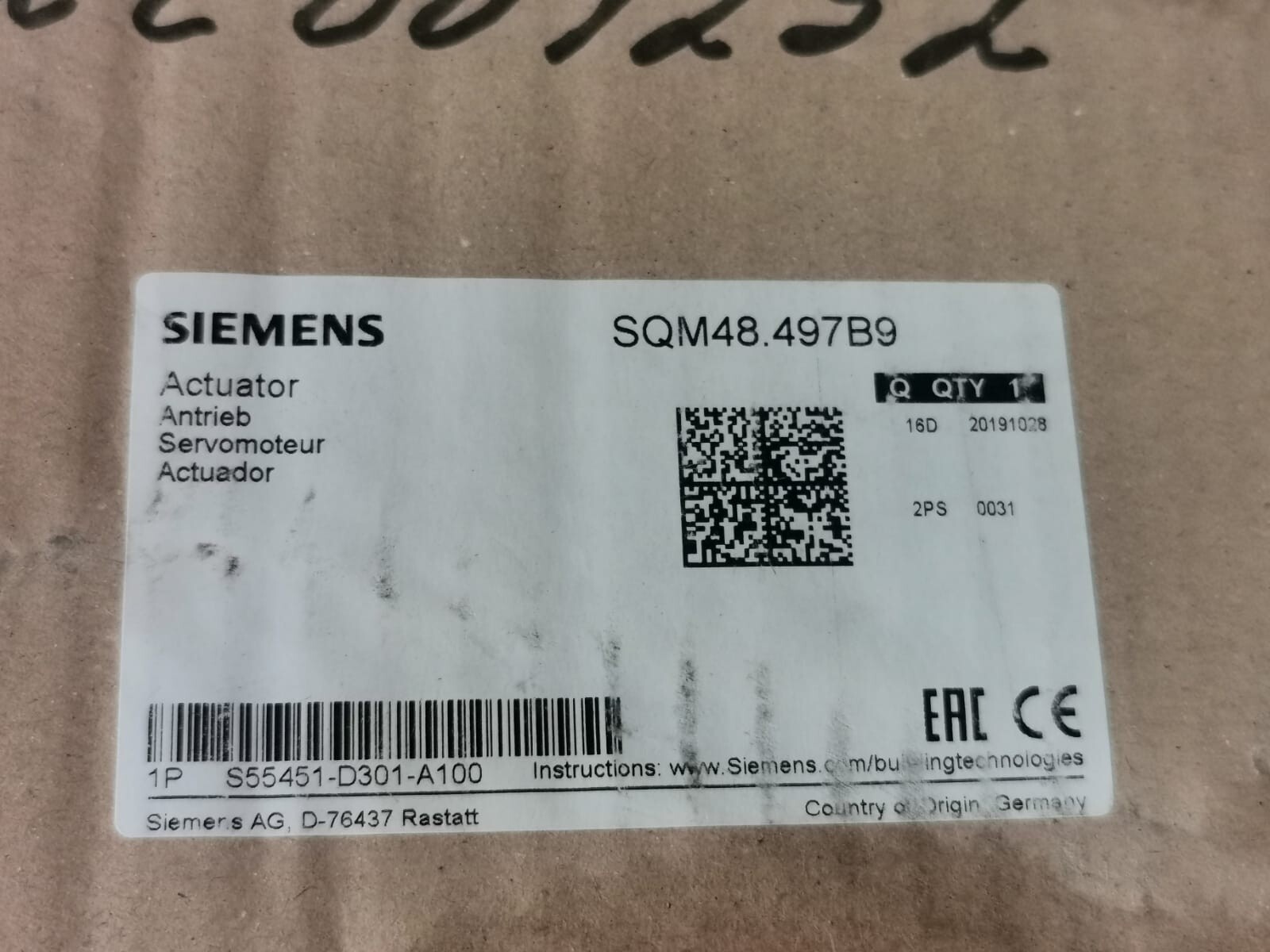Siemens SQM48.497B9 SIEMENS SQM48.497B9 Servo Motor Actuator S55451-D301-A100 10