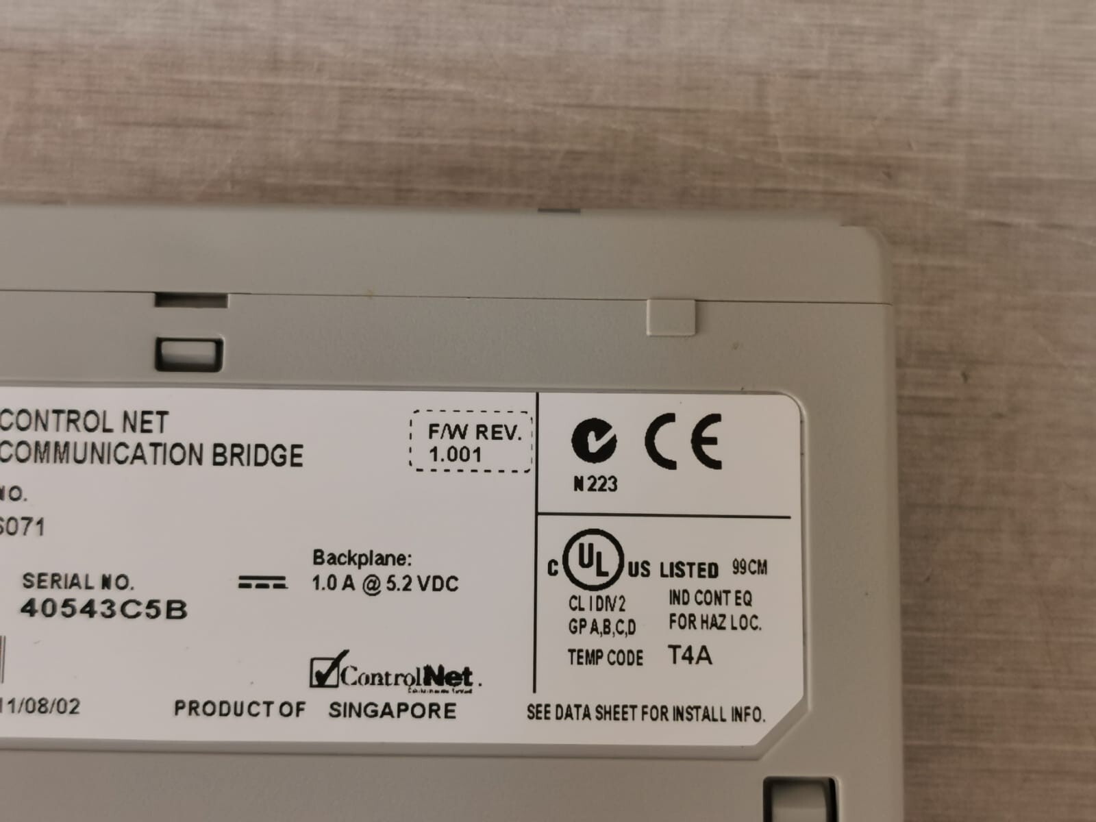 Rockwell Automation 1768-CNB Allen Bradley 1768-CNB ControlNet Module Series A P/n: 96446071 4