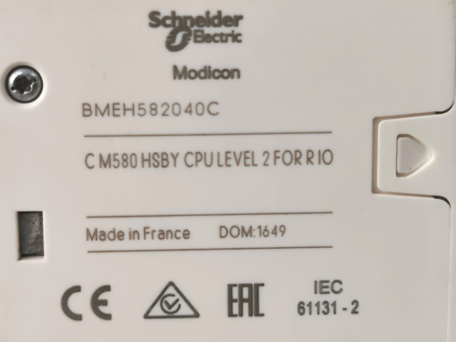 Schneider Electric BMEH582040C SCHNEIDER ELECTRIC BMEH582040C REDUNDANT PROCESSOR MODULE M580 CPU LEVEL 2 7