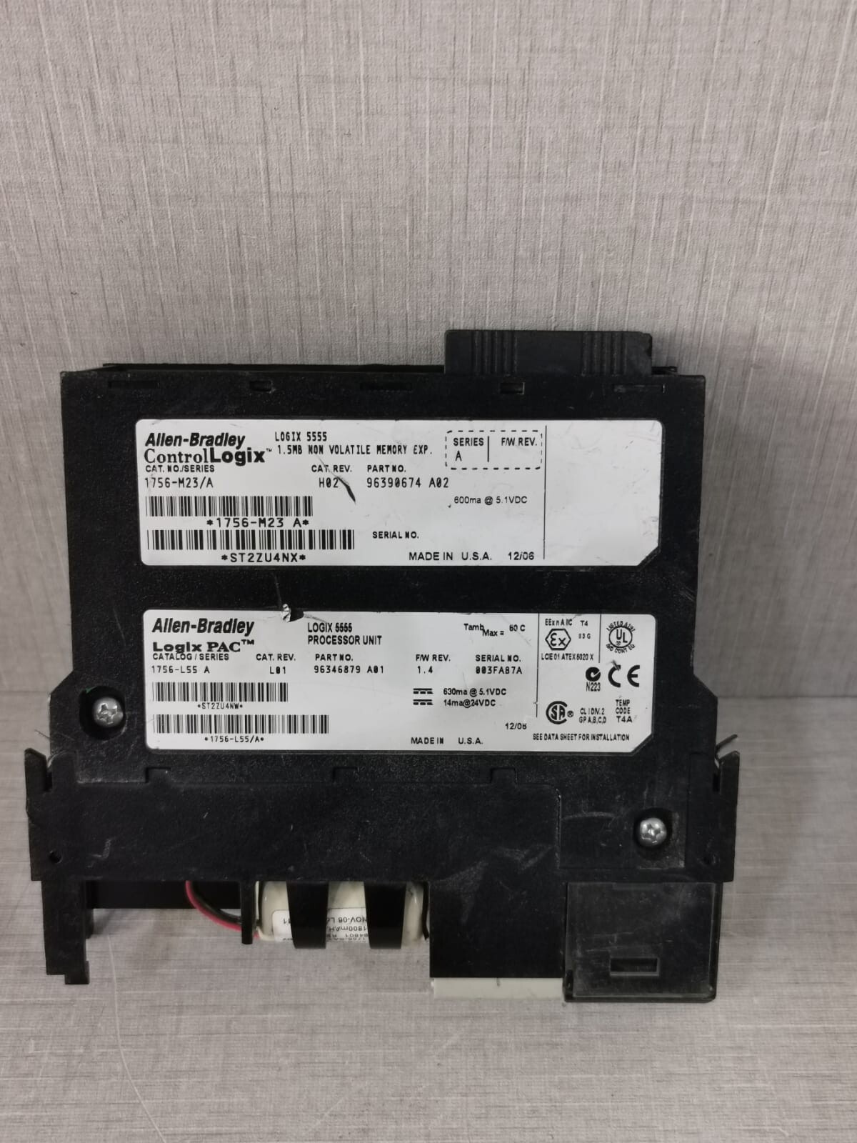 Rockwell Automation LOGIX-5555-1756 ALLEN BRADLEY CONTROL LOGIX 5555 1756-L55/A 1756-M23/A F/W 1.4 PROCESSOR 10