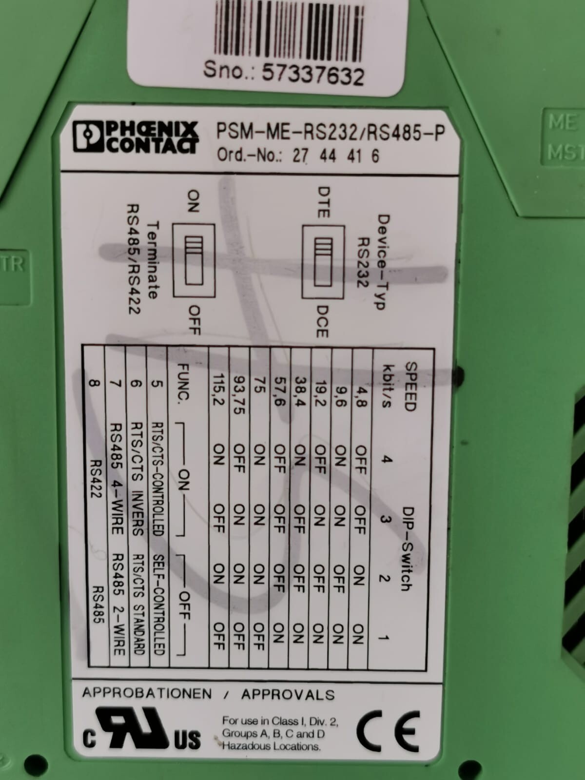 Phoenix Contact RS232/RS485-P PHOENIX CONTACT PSM-ME-RS232/RS485-P INTERFACE CONVERTER 3