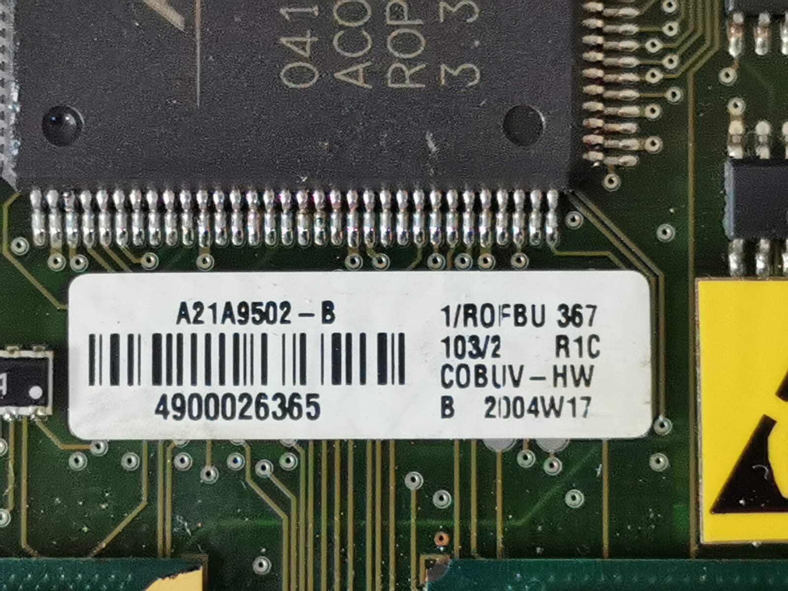 ABB ROFBU-367-103 ABB ROFBU 367 103/2 R1B COBUV INTERFACE CARD 6