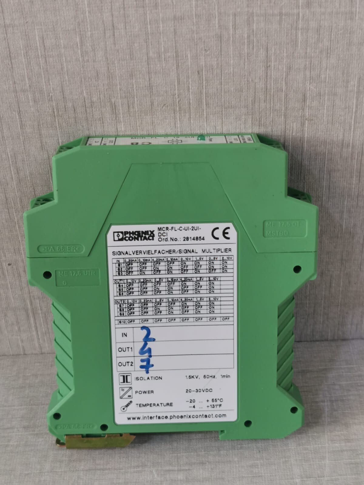 Phoenix Contact 2814854 PHOENIX CONTACT MCR-FL-C-UI-2UI-DCI SIGNAL CONDITIONER 2814854 4