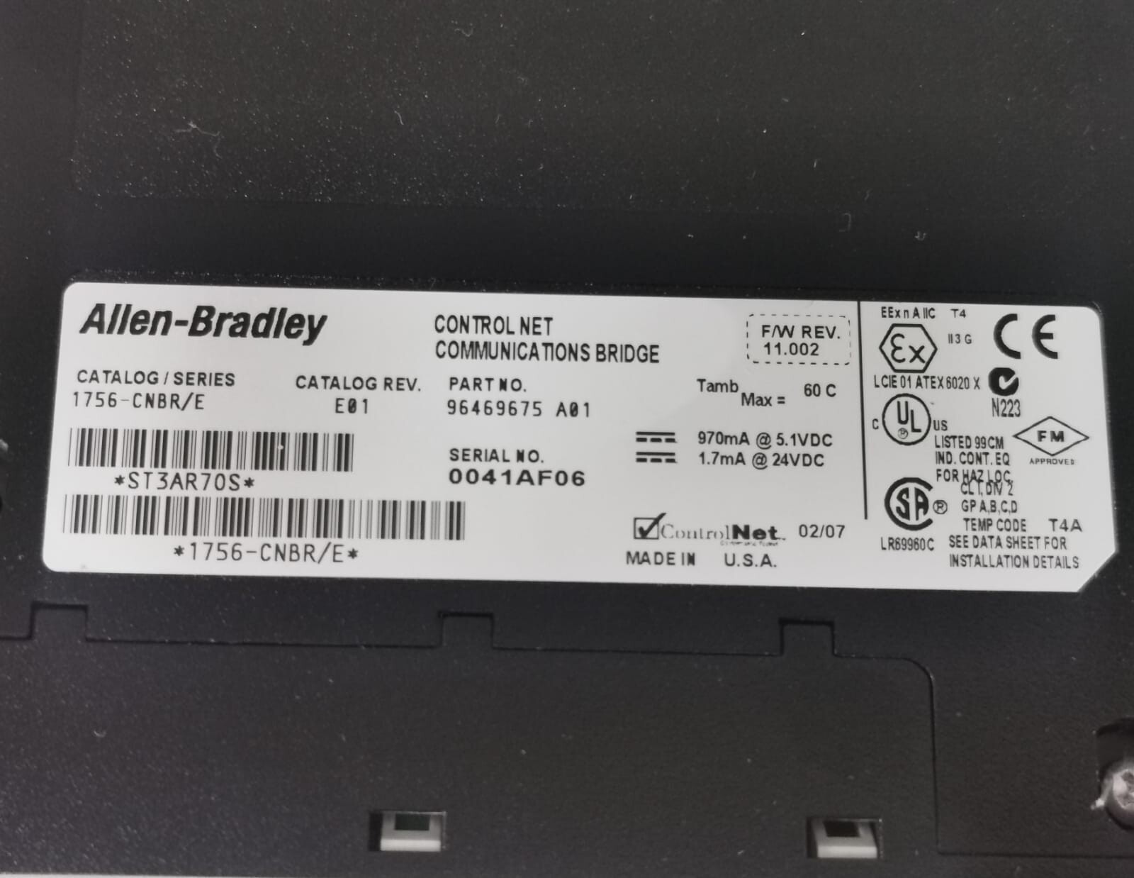 Allen-Bradley 1756-CNBR/E E01 ALLEN BRADLEY 1756-CNBR/E E01 CONTROL COMMUNICATION BRIDGE 3
