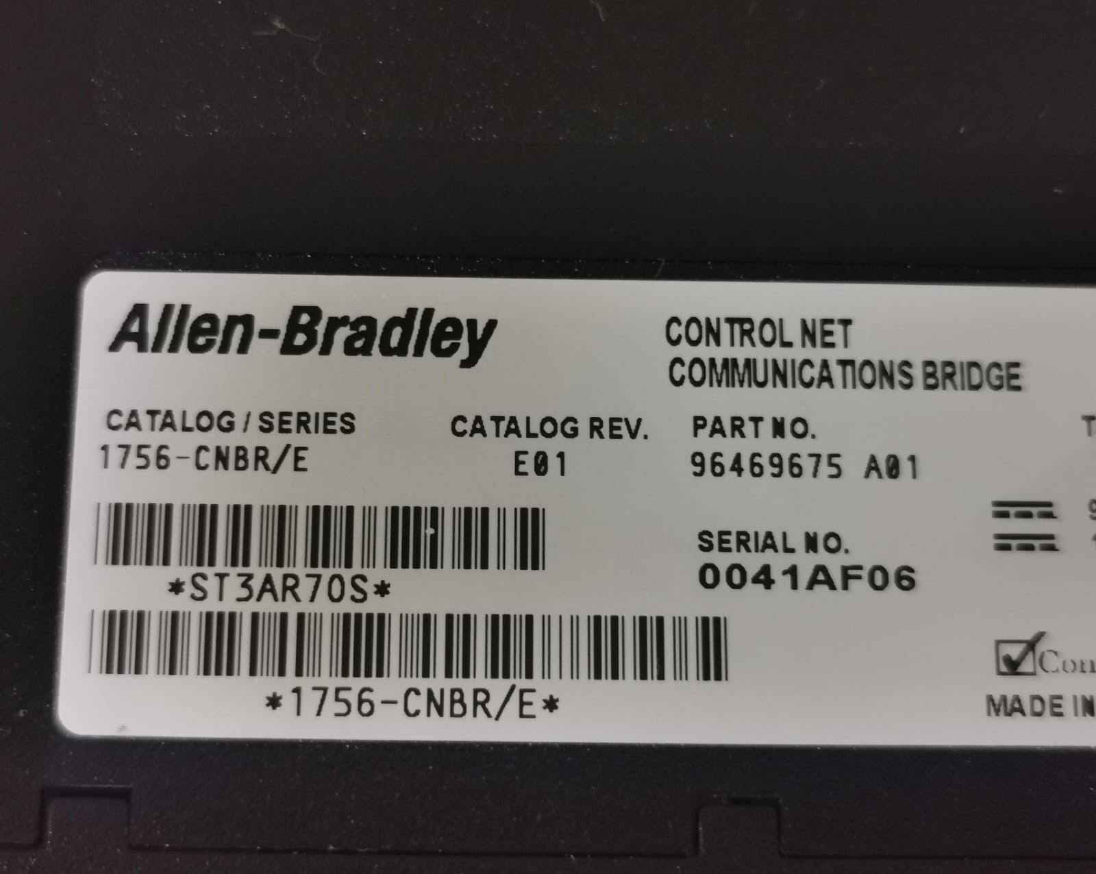 Allen-Bradley 1756-CNBR/E E01 ALLEN BRADLEY 1756-CNBR/E E01 CONTROL COMMUNICATION BRIDGE 7