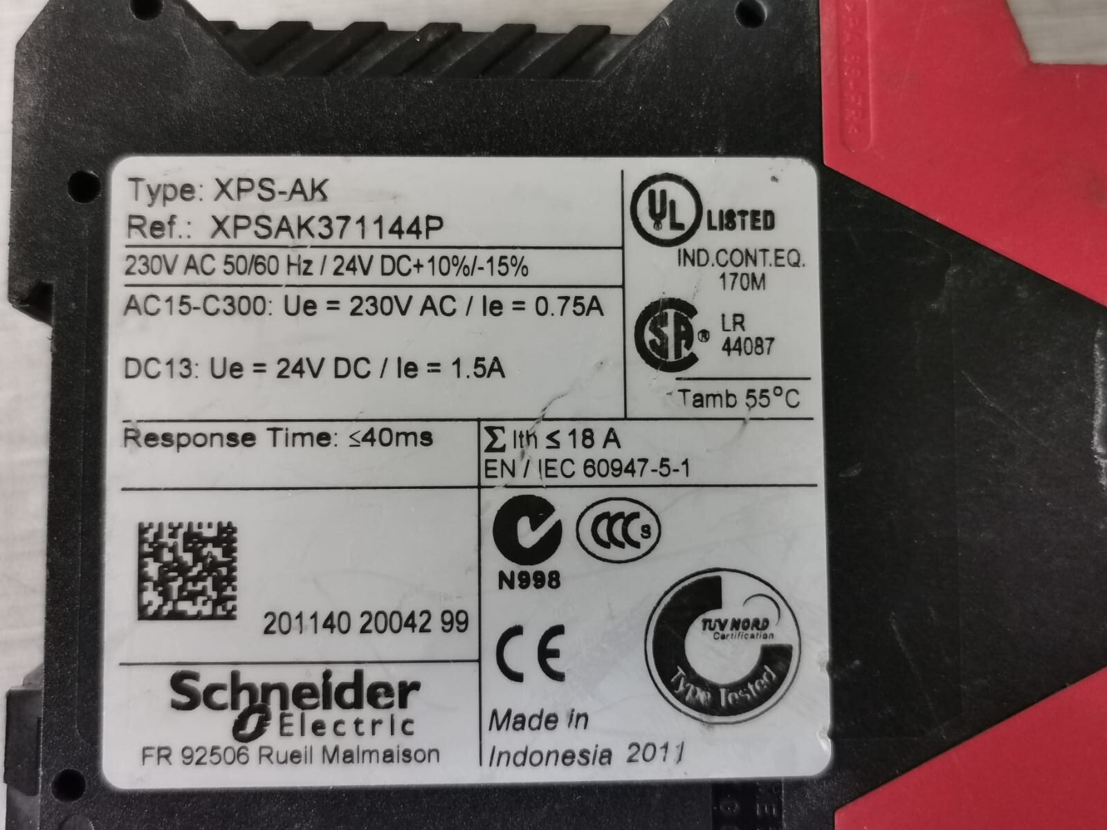Telemecanique XPSAK371144P SCHNEIDER ELECTRIC /TELEMECANIQUE XPS-AK PREVENTA XPSAK371144P SAFETY RELAY 3