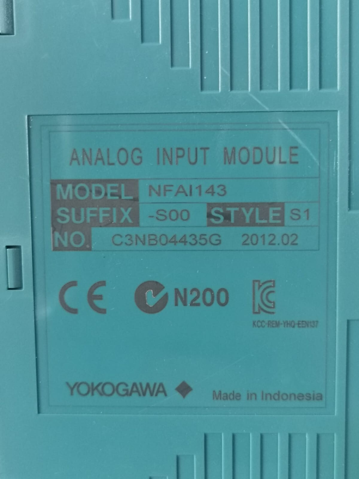 Yokogawa NFAI143-S00 STYLE S1 NFAI143 YOKOGAWA NFAI143-S00 STYLE S1 ANALOG INPUT MODULE WITH NFTA4S-00 S2 8