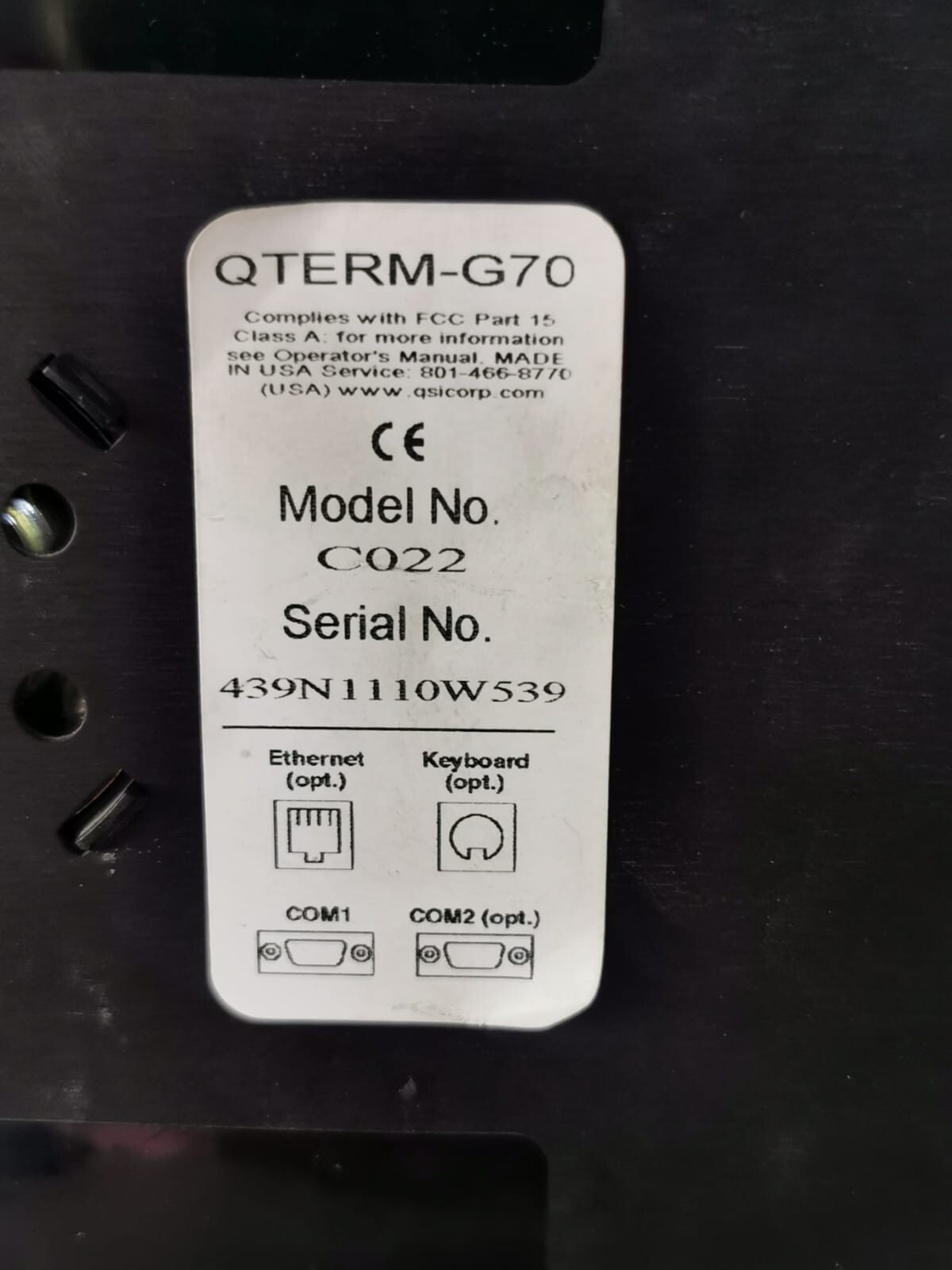 Sensis C022 Sensis Model C022 QTERM-G70 Control Unit Display 3