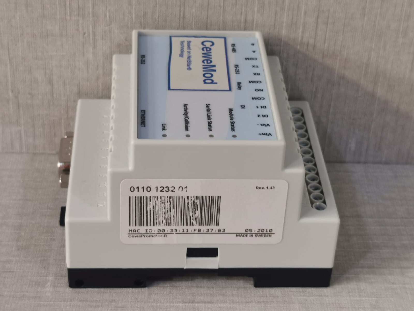 Cewe/NetBiter 0110123201 Cewe/NetBiter 0110 1232 01 / 0110123201 Supply Voltage 9-28 VDC 2W 8