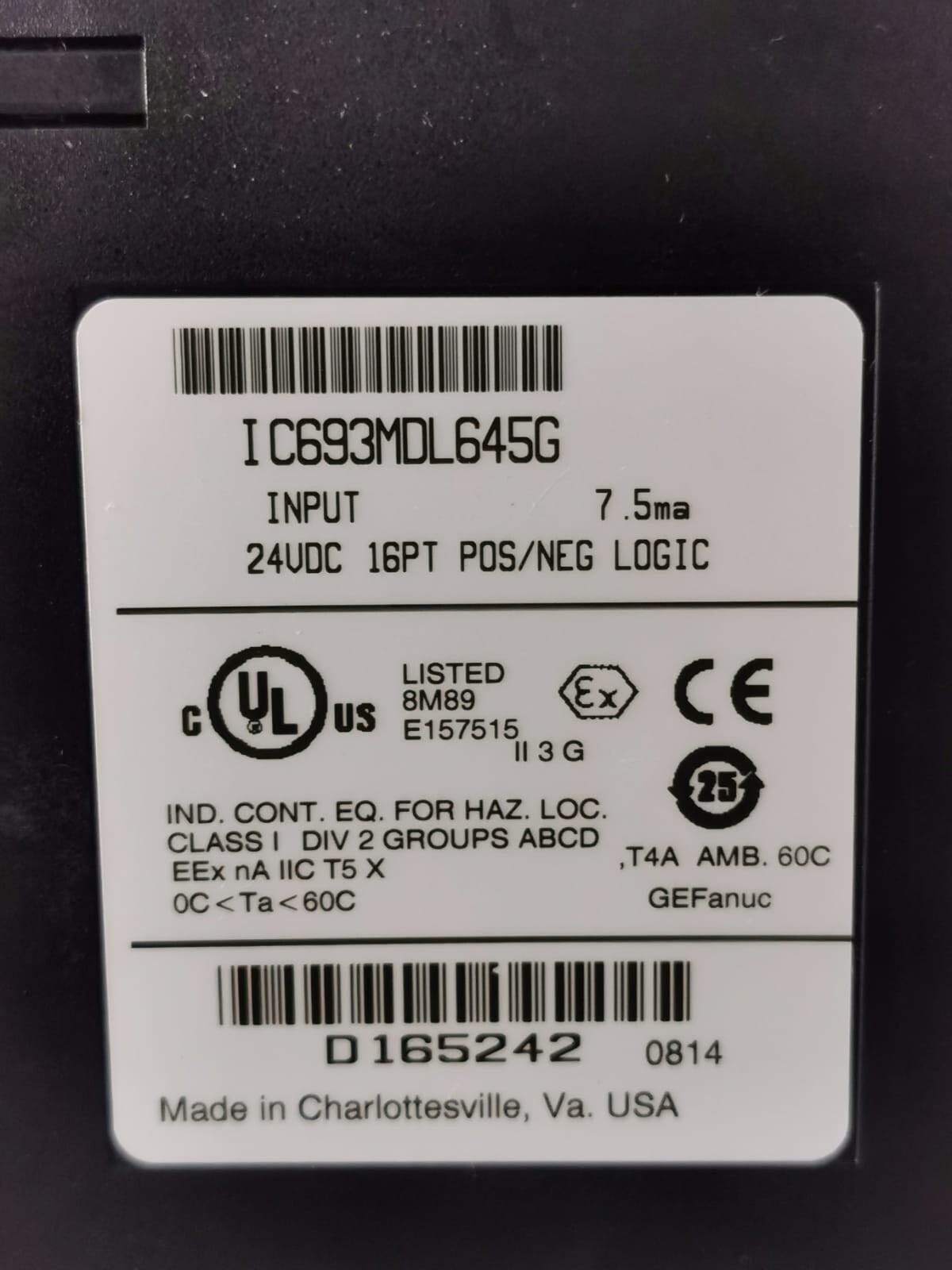 GE Fanuc IC693MDL645G GE FANUC IC693MDL645G 24VDC 16PT POS/NEG LOGIC- WITH SCRATCHED AND 4