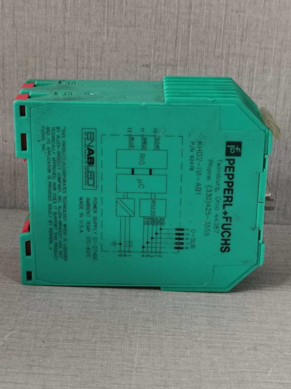 PEPPERL+FUCHS PN- 92478 PEPPERL+FUCHS KHD2-IVI-AB1 PN- 92478 BUS COUPLER 8