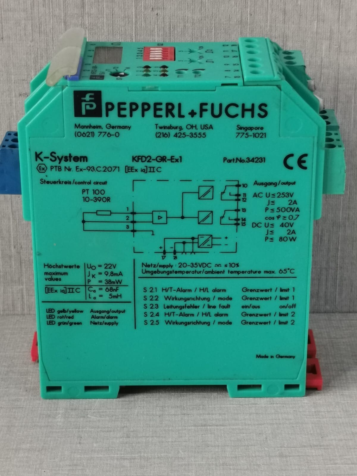PEPPERL & FUCHS PN- 34231 PEPPERL & FUCHS KFD2-GR-EX1 PN- 34231 TEMPERATURE CONVERTER 7
