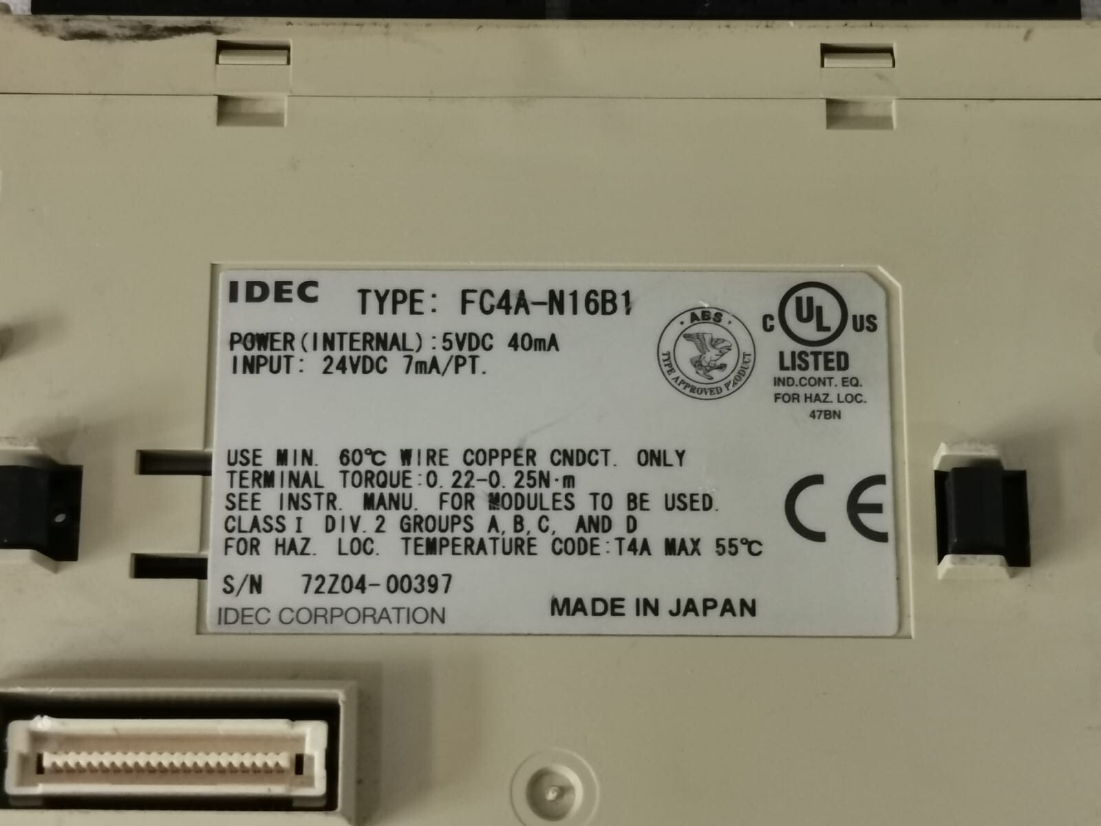 IDEC FC4A-N16B1 IDEC FC4A-N16B1 PLC MODULE 5VDC 4mA 24VDC 5