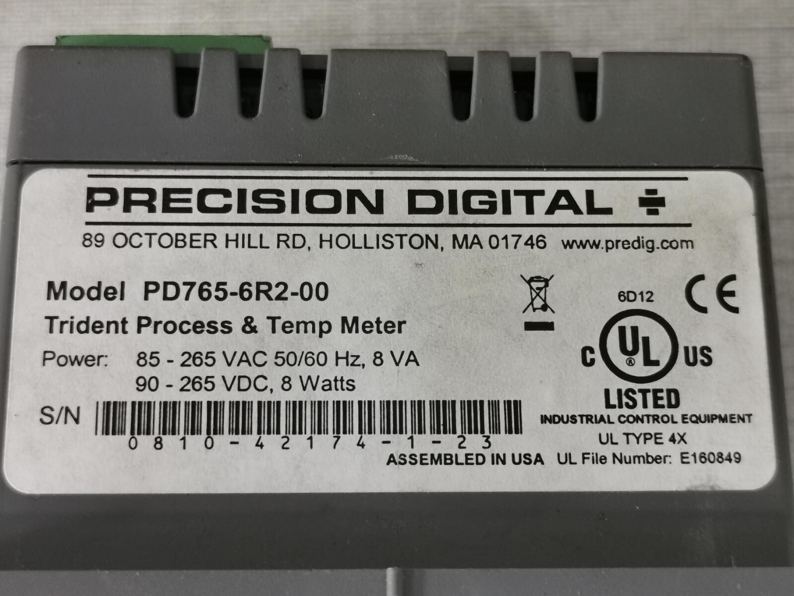 Precision Digital PD765-6R2-00 PRECISION DIGITAL PD765-6R2-00 TRIDENT PROCESS & TEMPERATURE METER 6
