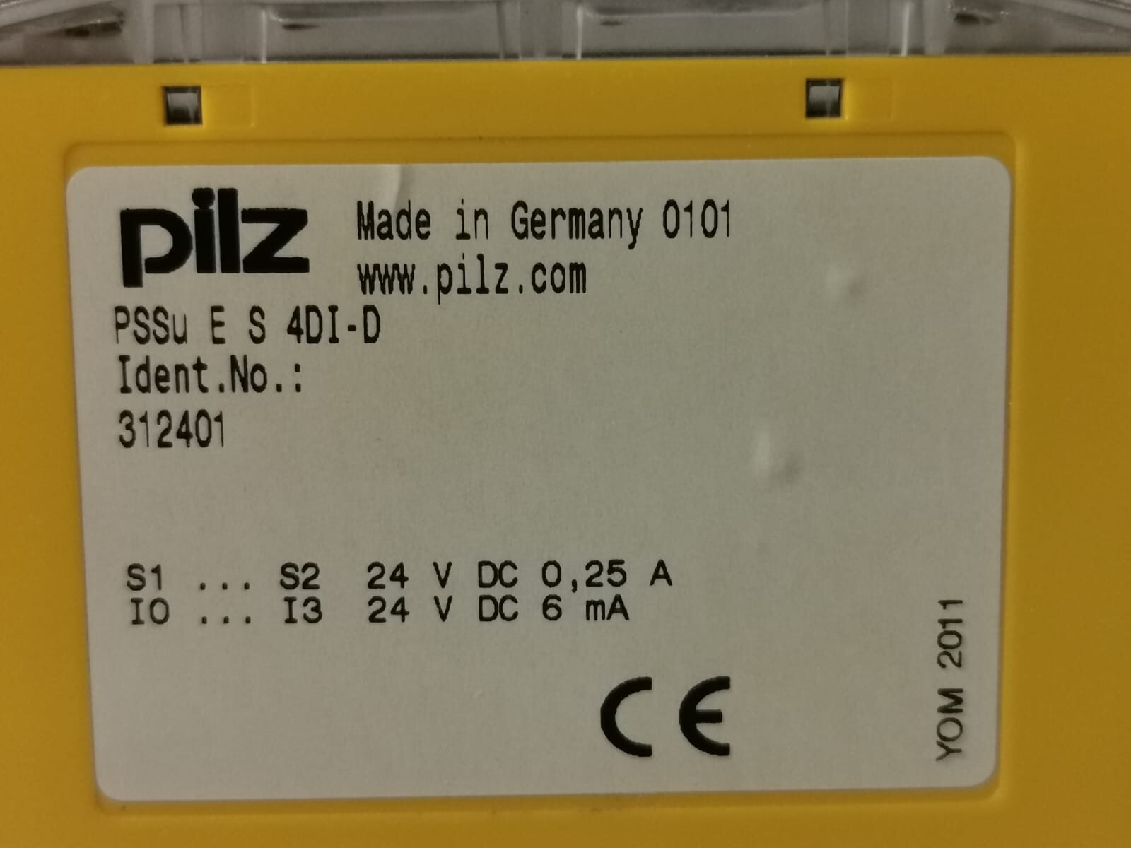 Pilz 312401 PILZ PSSu E S 4DI-D DIGITAL INPUT MODULE 312401 4