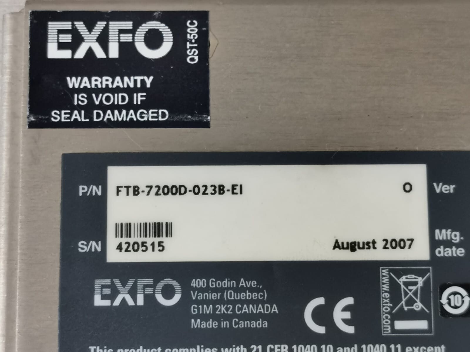 EXFO FTB-7200D-023B-E1 EXFO FTB-7200D/FTB-7200D-023B-E1 SM OTDR Module 3
