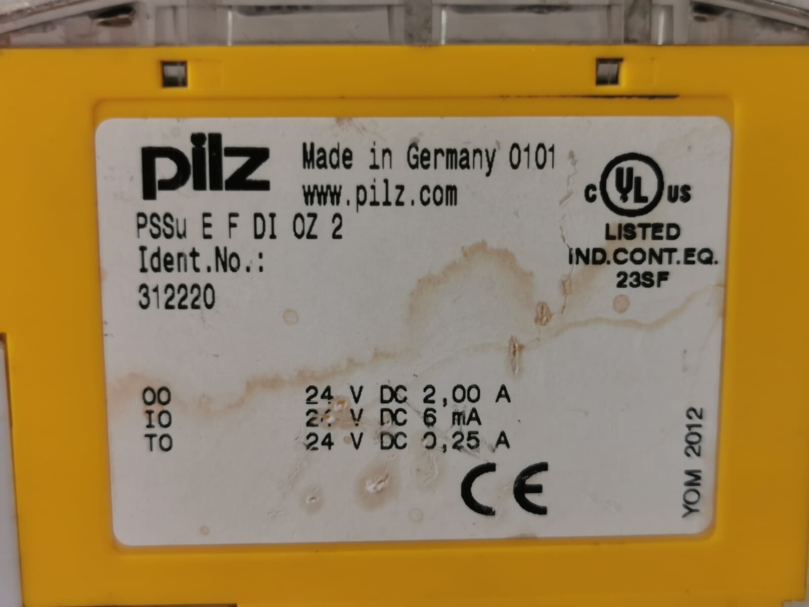 Pilz 312220 PILZ PSSu E F DI OZ 2 SAFETY I/O MODULE 312220 4