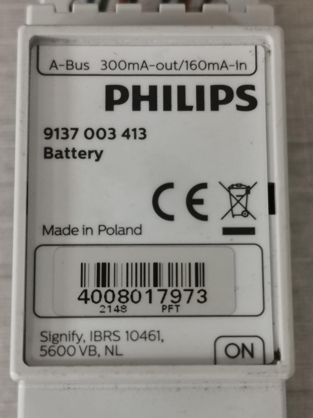 Philips 9137 003 413 PHILIPS 9137 003 413 BATTERY A-BUS 300mA-OUT/160mA-IN 2