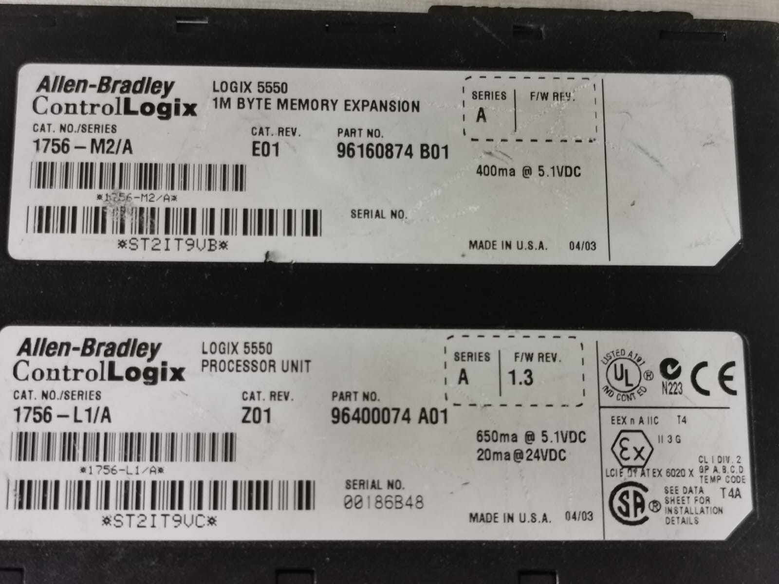 Allen-Bradley 1756-L1/A / 756-M2/A SER.A ALLEN BRADLEY LOGIX 5550 1756-L1/A / 756-M2/A SER.A PROCESSOR UNIT 7