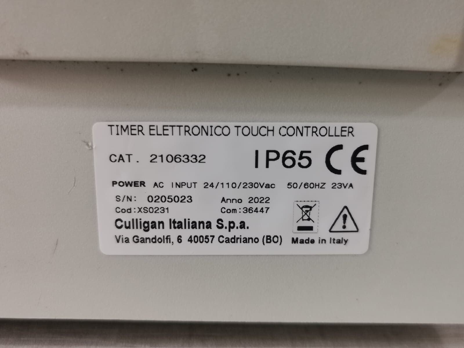 CULLIGAN 2106332 IP65 CULLIGAN TIMER ELLETTRONICO TOUCH CONTROLLER 2106332 6