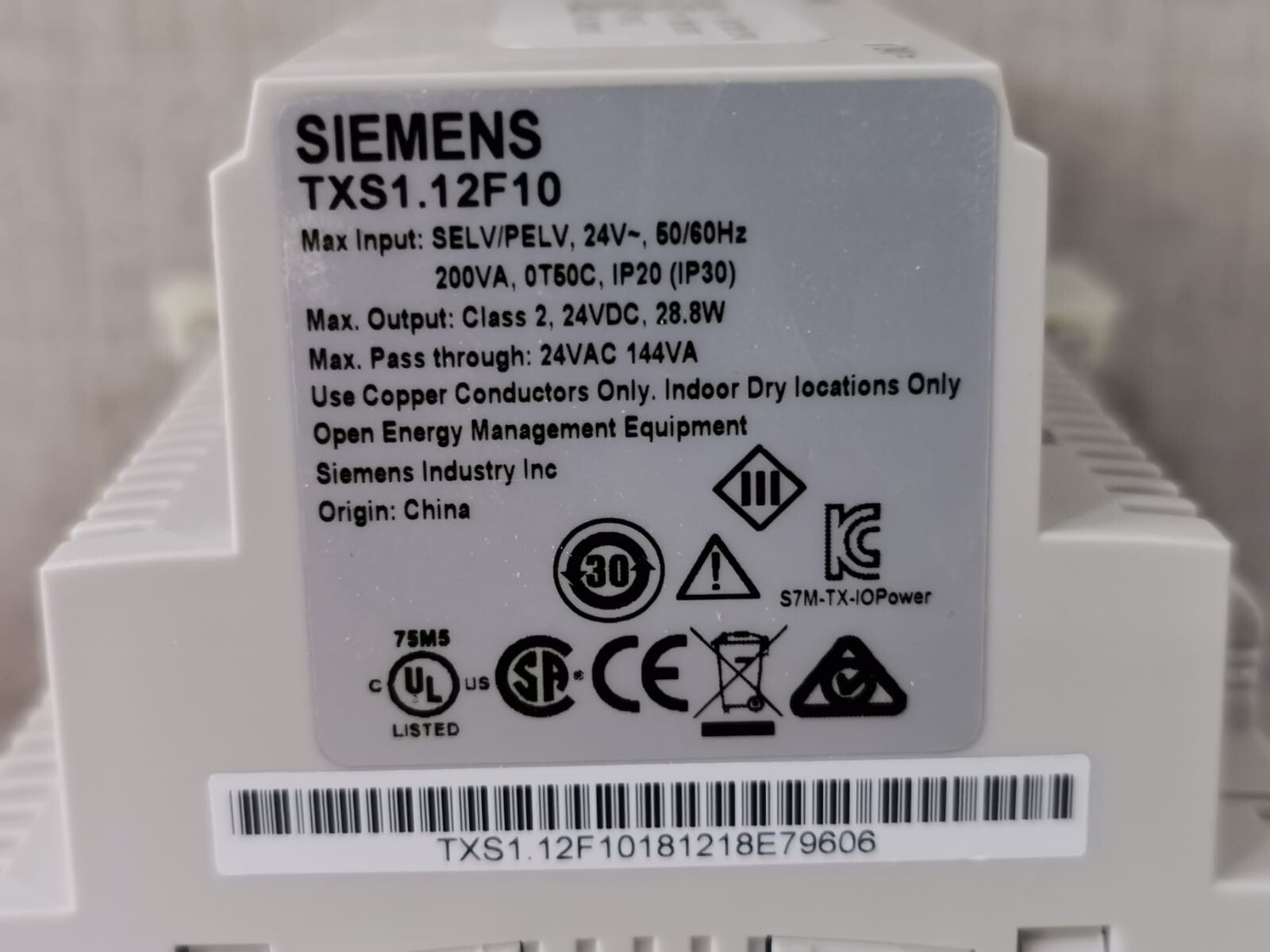 Siemens TXS1.12F10 SIEMENS TXS1.12F10 POWER SUPPLY MODULE 4