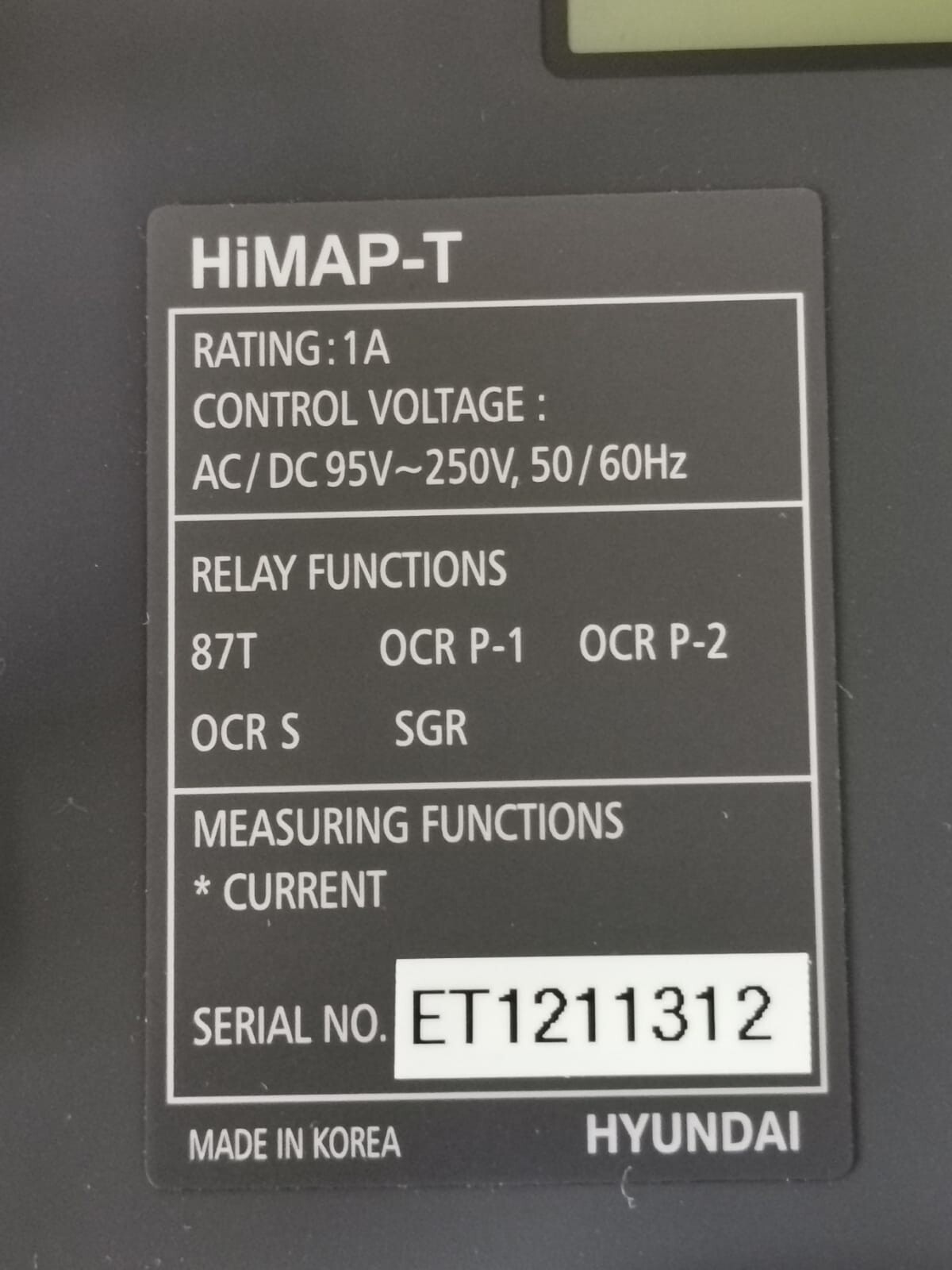 Hyundai HiMAP-T HYUNDAI HiMAP-T INTELLIGENT MEASURING & PROTECTION DEVICE (1A) 4