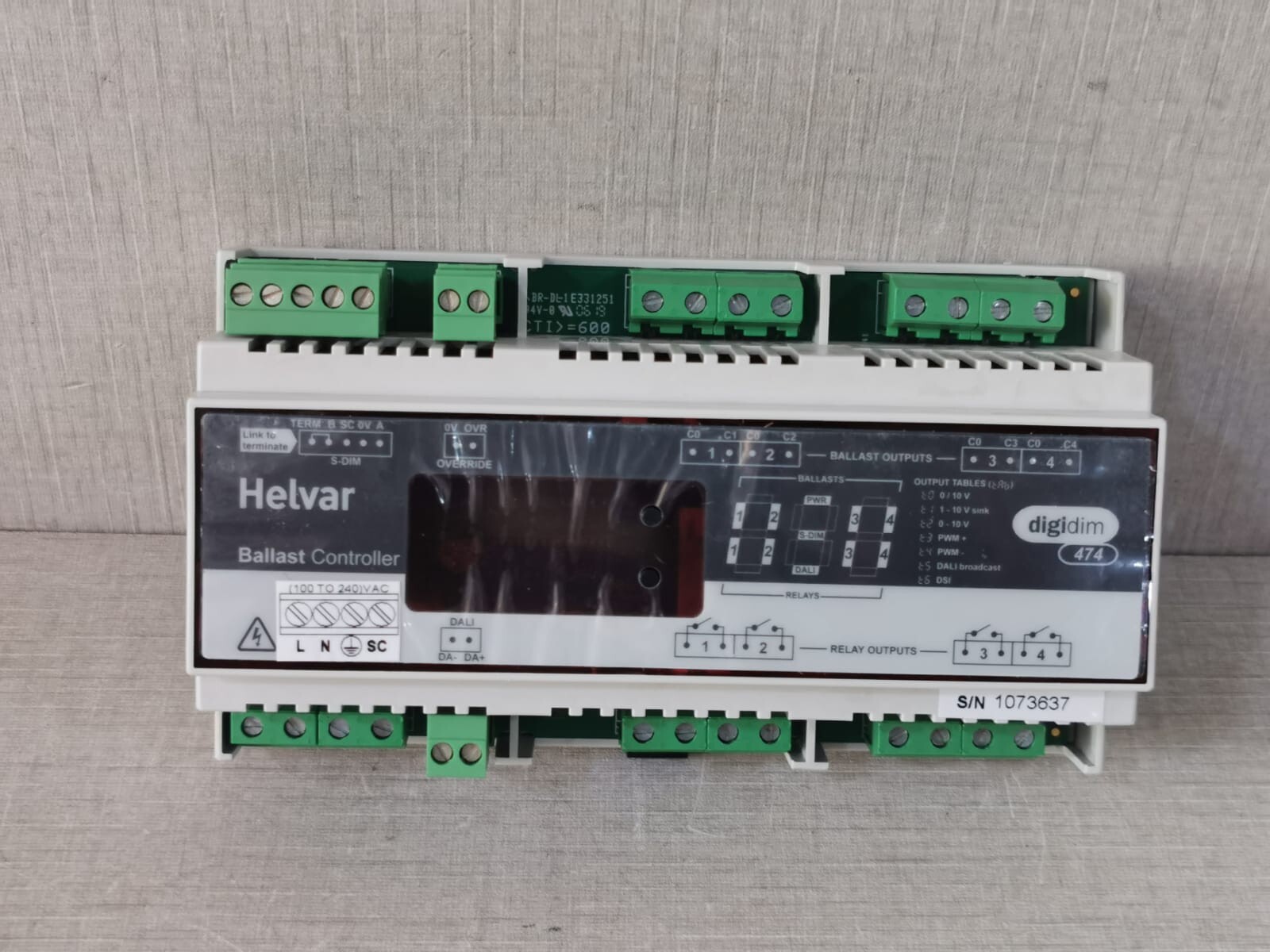HELVAR HELVAR 474 HELVAR 474 BALLAST CONTROLLER S/W V1.60 REV.8 | 100-240VAC, 64A, 45-65Hz 5