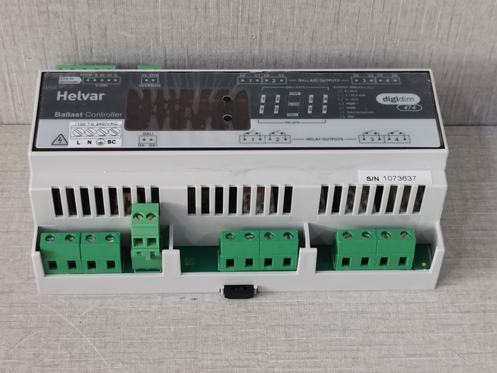 HELVAR HELVAR 474 HELVAR 474 BALLAST CONTROLLER S/W V1.60 REV.8 | 100-240VAC, 64A, 45-65Hz 7