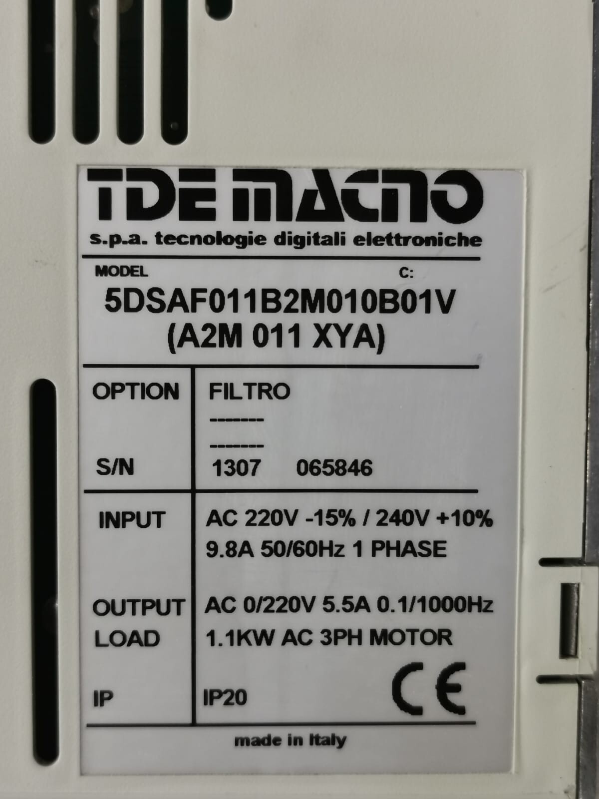 TDE MACNO 5DSAF011B2M010B01V TDE MACNO 5DSAF011B2M010B01V (A2M 011 XYA) SERVO DRIVE-WITHOUT COVER 2