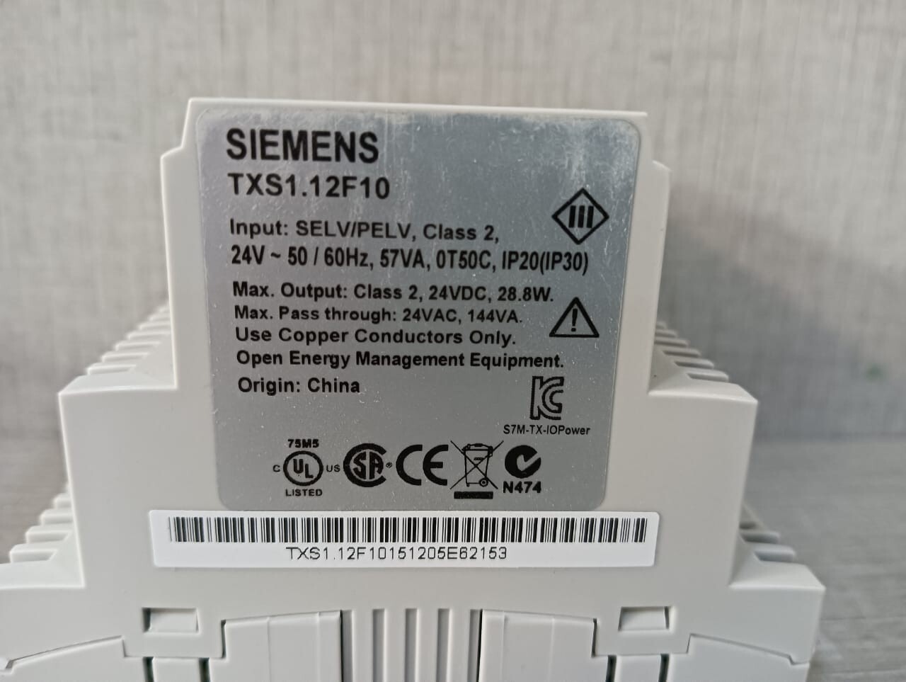 Siemens TXS1.12F10 SIEMENS TXS1.12F10 POWER SUPPLY MODULE(24V-50/60Hz,57VA,0T50C,IP20(IP30) 6