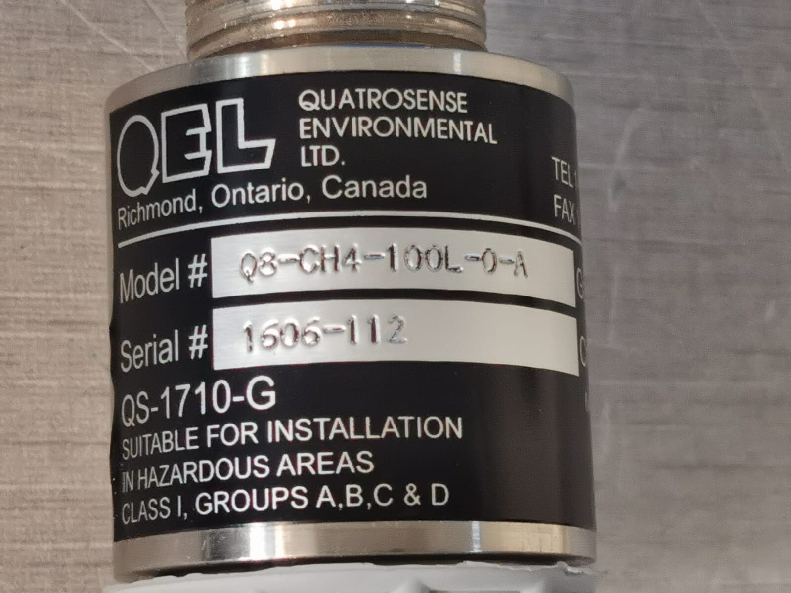 QEL Q8-CH4-100L-O-X QEL Model: Q8-CH4-100L-0-A Gas Transmitter Sensor Q8-CH4-100L-O-X Q8 Series 3