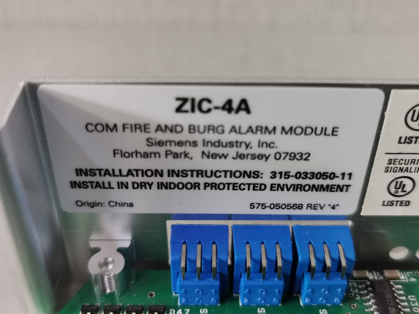 Siemens 575-050568 REV.4 SIEMENS ZIC-4A COM FIRE & BURG ALARM MODULE 575-050568 REV.4 6