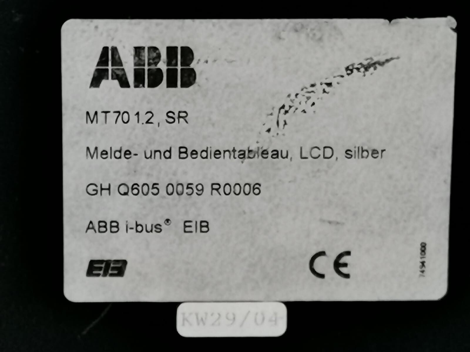ABB MT701.2,SR ABB MT701.2,SR Control Panel LCD, Silver -BLACK SPOT ON THE SCREEN 5