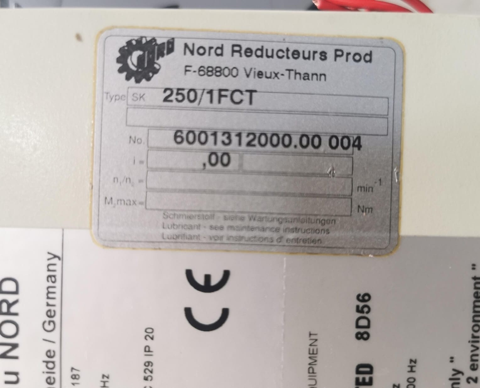 NORD 78002500/ 201187 NORD NORDAC SK250/1 FCT 78002500/ 201187 D-22941 FREQ. INVERTER 7