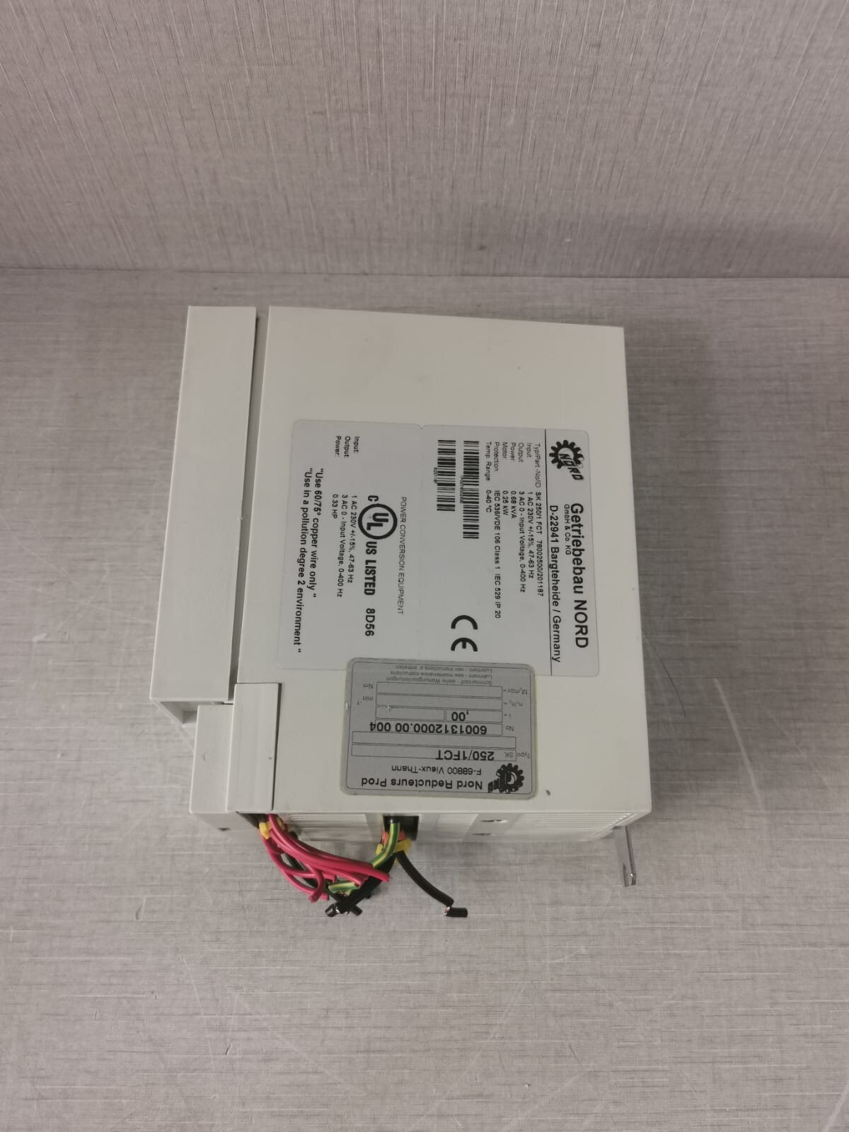 NORD 78002500/ 201187 NORD NORDAC SK250/1 FCT 78002500/ 201187 D-22941 FREQ. INVERTER 10