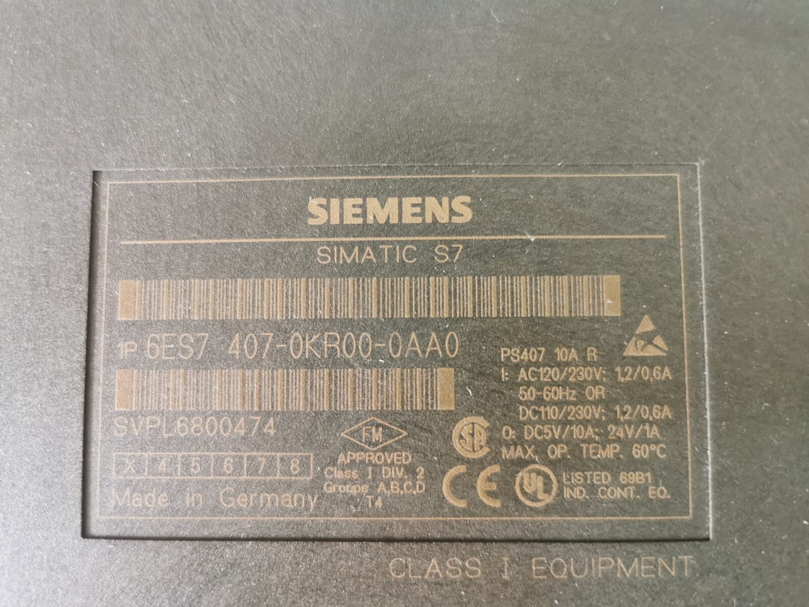 Siemens 6EST 407-0KR00-0AA00 SIEMENS SIMATIC S7-400 PROCESS CONTROLLER 6EST 407-0KR00-0AA00 4