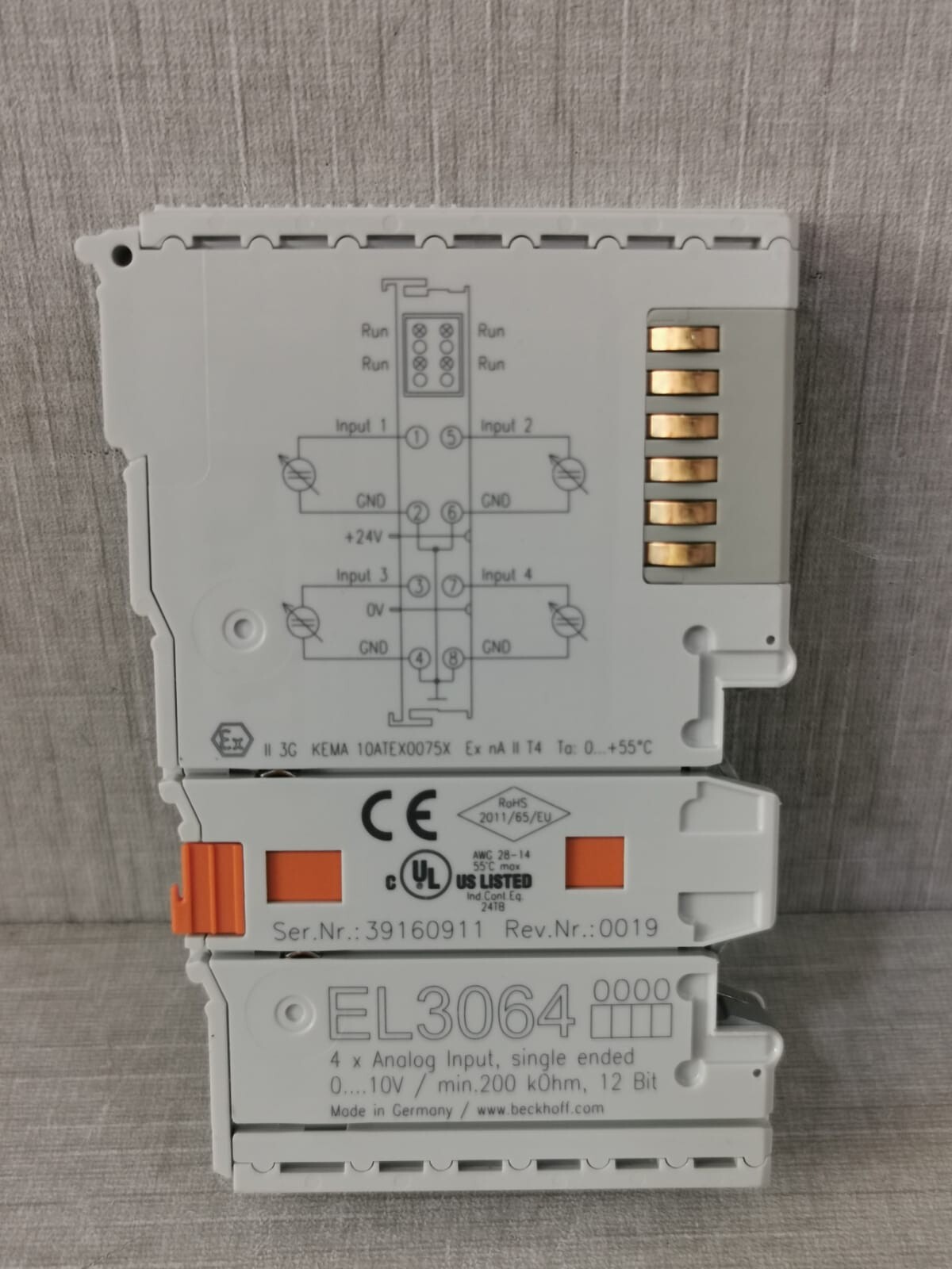 BECKHOFF EL3064 4XANALOG INPUT,SINGLE ENDED