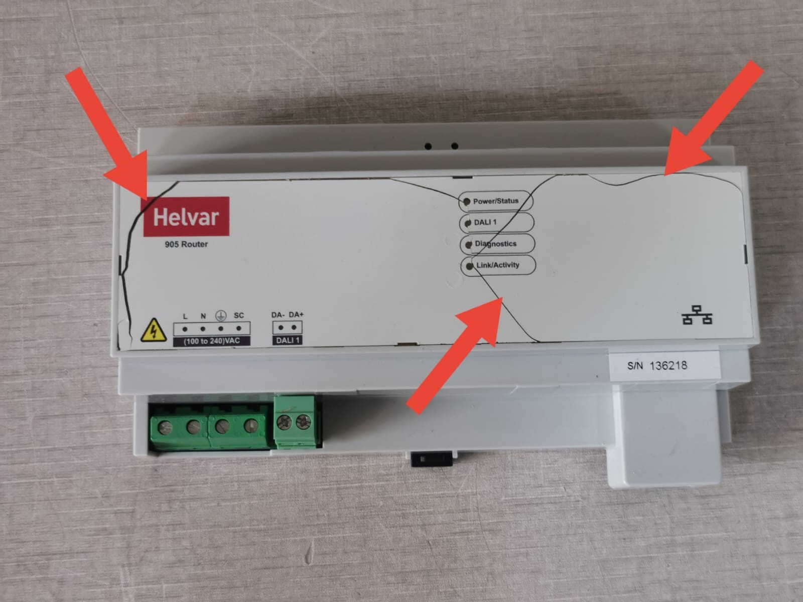 Helvar AREA-905 905 Helvar Digidim Router - with Damaged Front Top Label Area 3