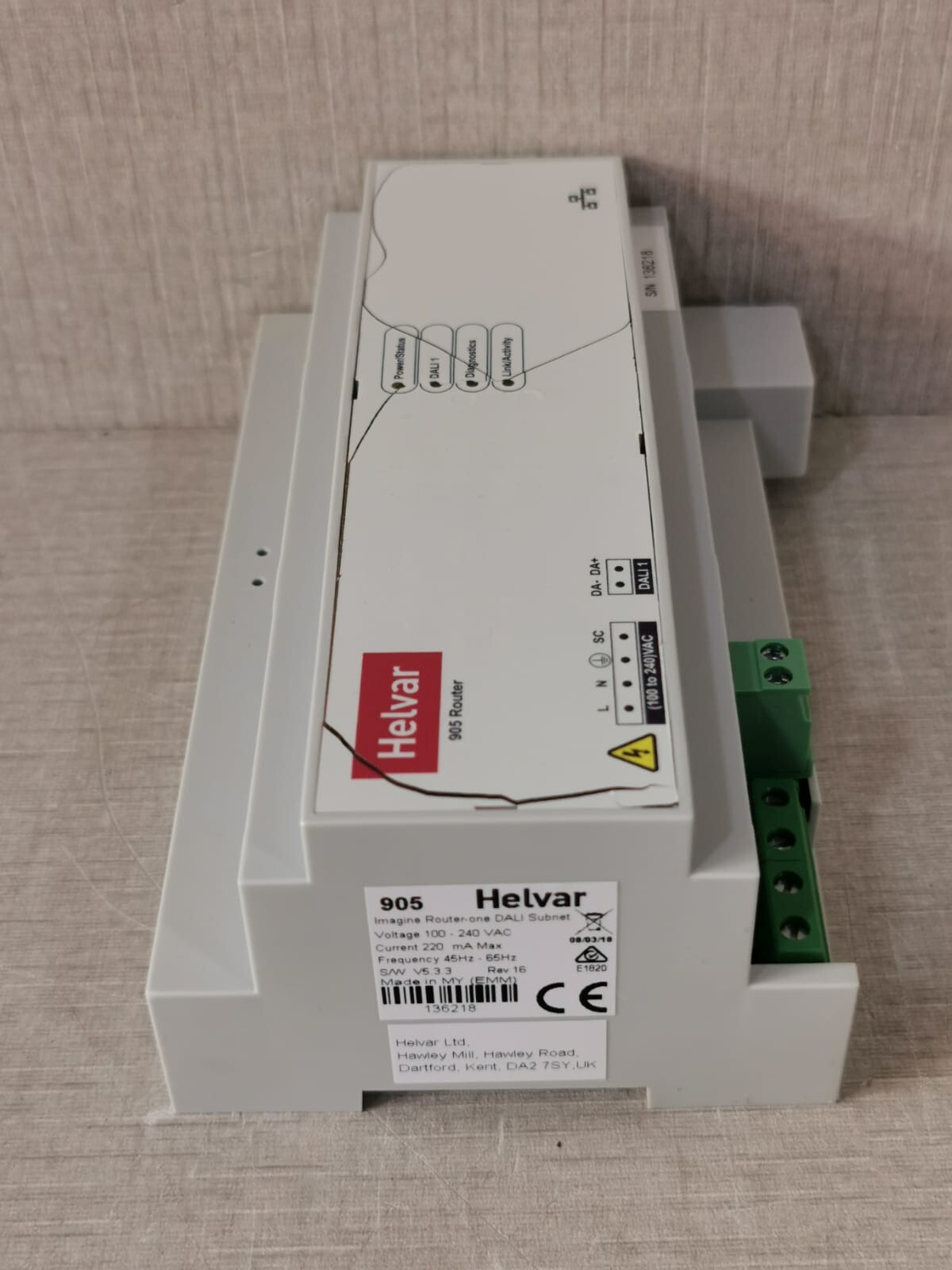 Helvar AREA-905 905 Helvar Digidim Router - with Damaged Front Top Label Area 6